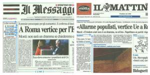 «Messaggero» e «Mattino» intitolano in maniera contraddittoria lo stesso articolo di Prodi